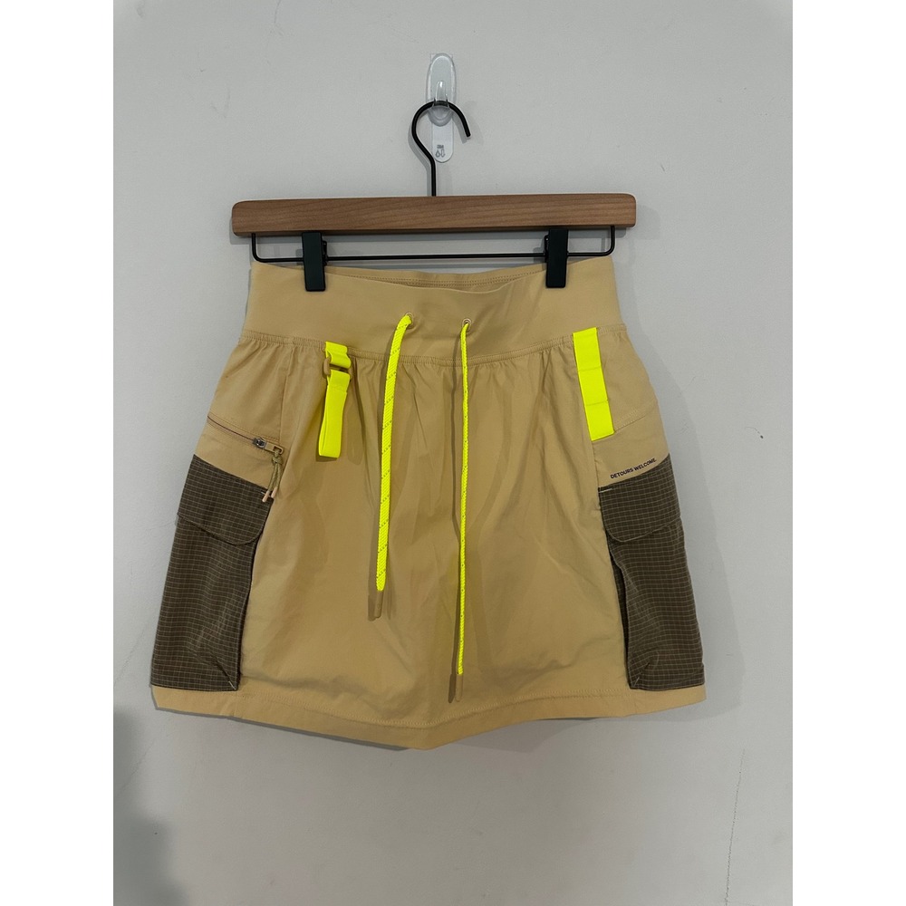 Lululemon Lab Hiking Skort Tan Neon Yellow Utility Cargo Skirt Women Size 6